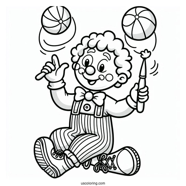Happy Clown Juggling Coloring Sheet