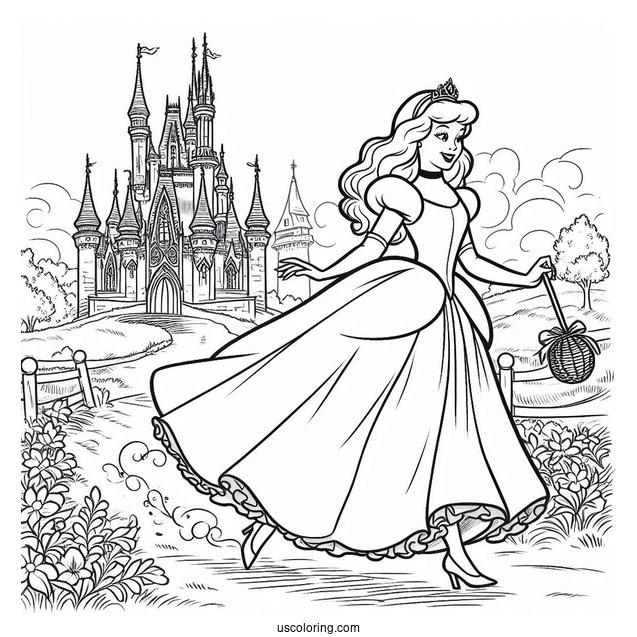 Wicked Stepsister Running Away From The Castle Coloring Sheet