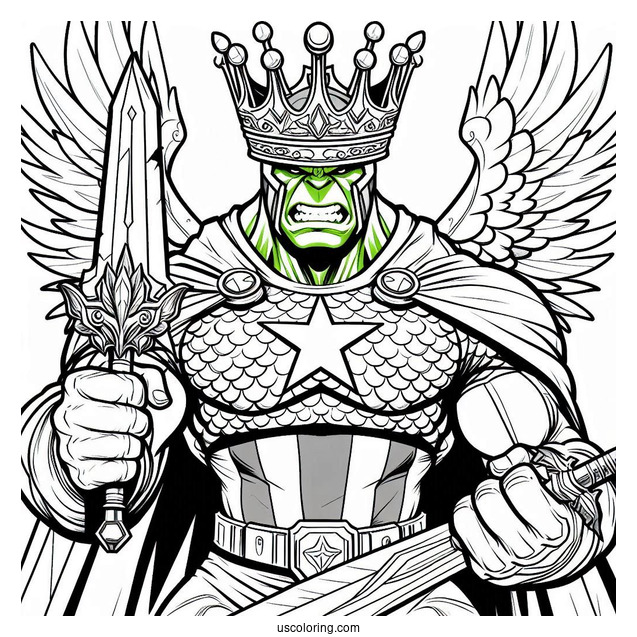 Captain America With Hulk Coloring Page In A Battle