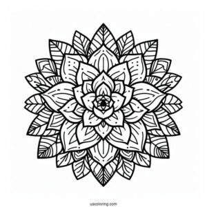 Cartoon Succulent Coloring Page Mandala For Kids