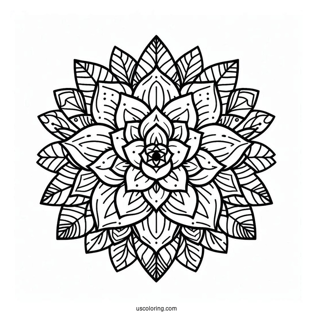 Cartoon Succulent Coloring Page Mandala For Kids