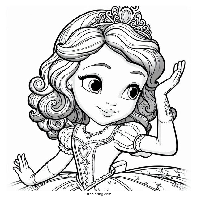 Sofia The First Coloring Page Curtsying For Kids