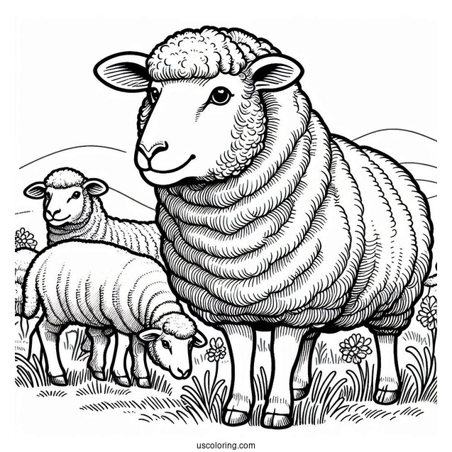 Detailed Adult Sheep Coloring Page