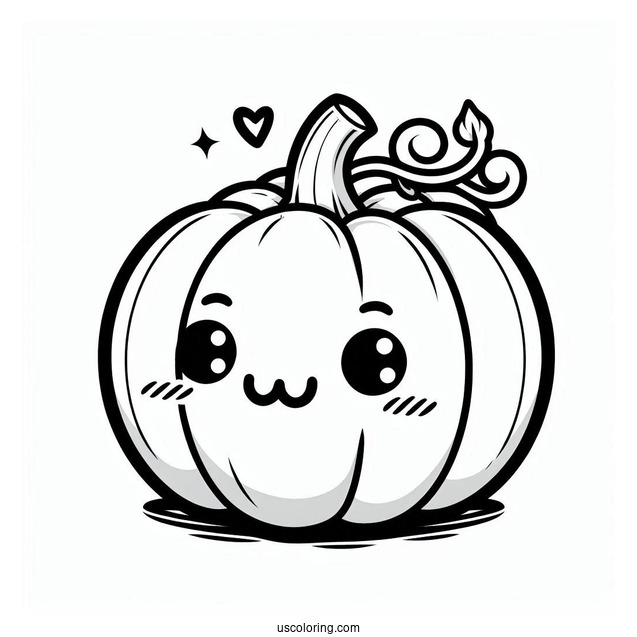 Blushing Cartoon Pumpkin Coloring Page
