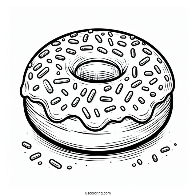 Simple Outline Of Glazed Donut With Sprinkles