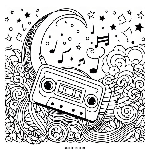 Music Coloring Page Of Simple MP3 Player Outline