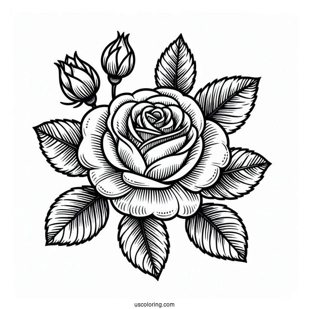 Flower Coloring Pages Of Realistic Rose