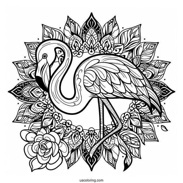 Mandala Flamingo To Color For Relaxation