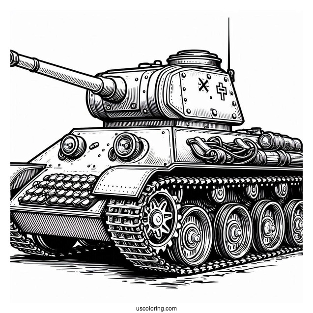 Easy T-34-76 Tank for Coloring In