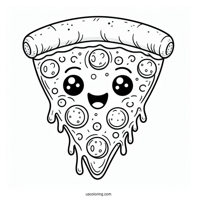 Smiling Pizza Slice With Melted Cheese