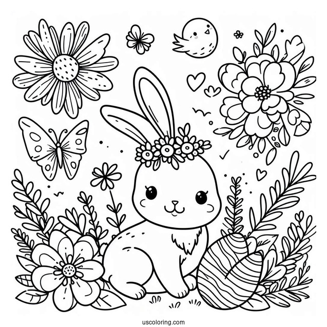 Spring Coloring Page Rabbit Outline Coloring Page For Preschoolers