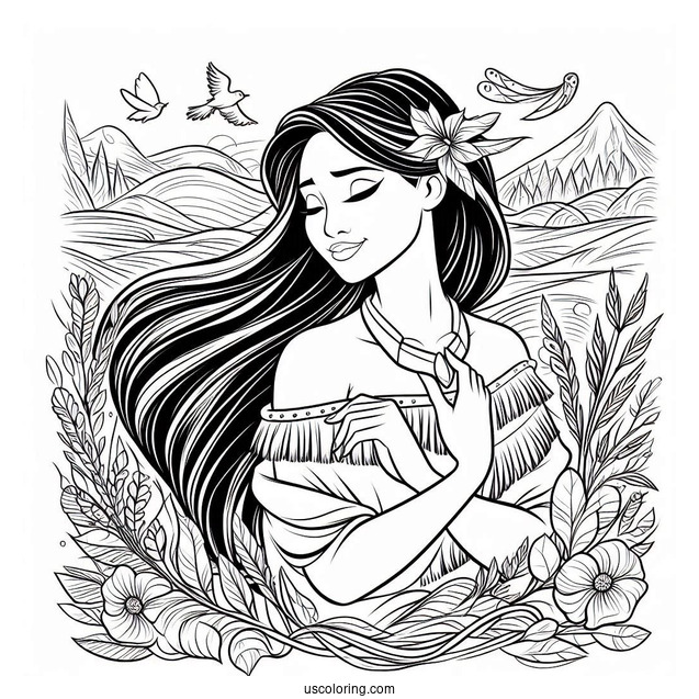 Simple Coloring Page Of Pocahontas