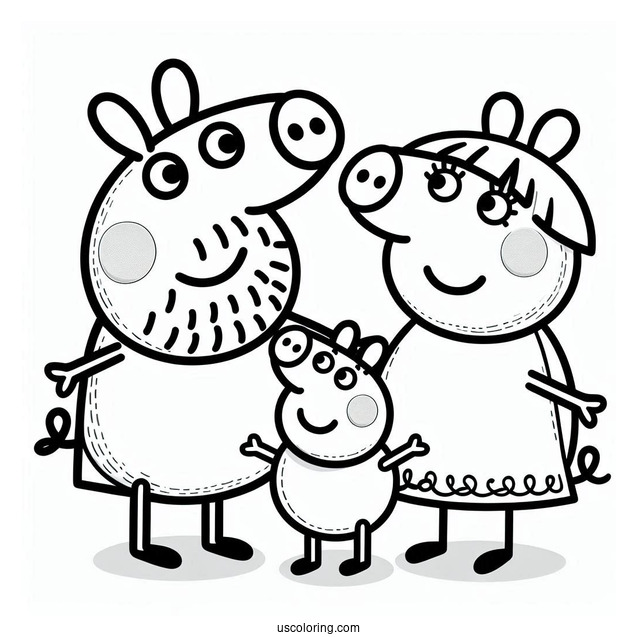 Mummy And Daddy Pig With Peppa And George