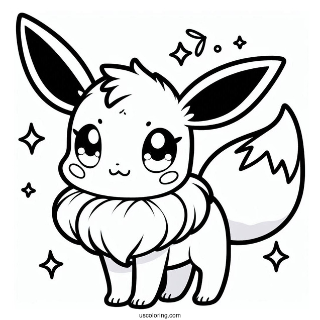 Kawaii Eevee Coloring Page For Kids