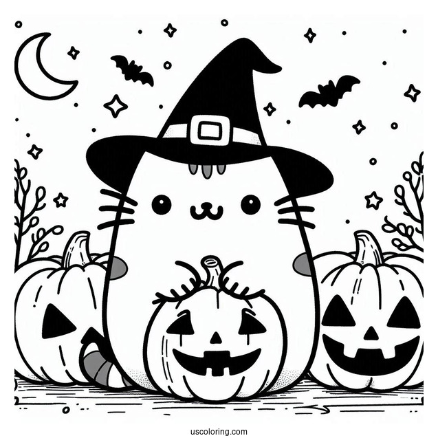 Pusheen With Jack O Lantern During Halloween