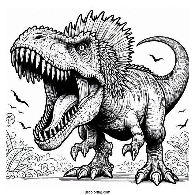Scary Spinosaurus Coloring Page Roaring