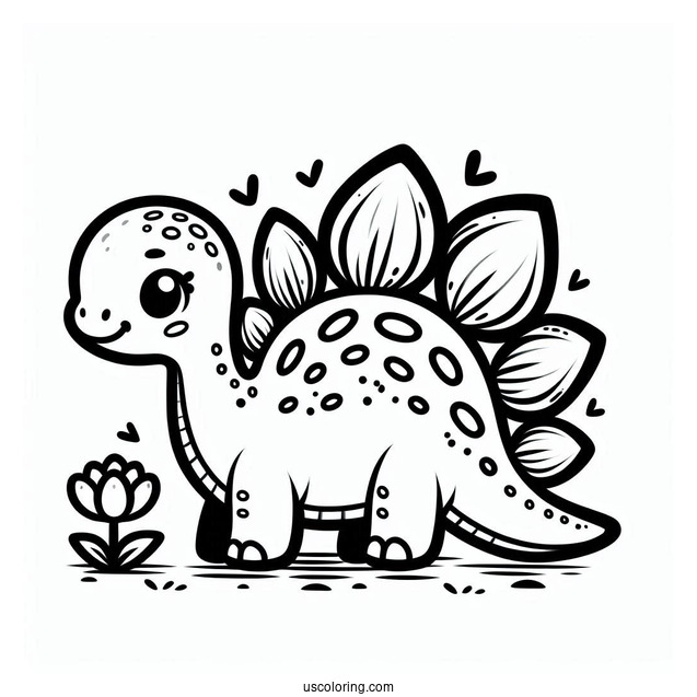 Baby Stegosaurus Coloring Page For Kids