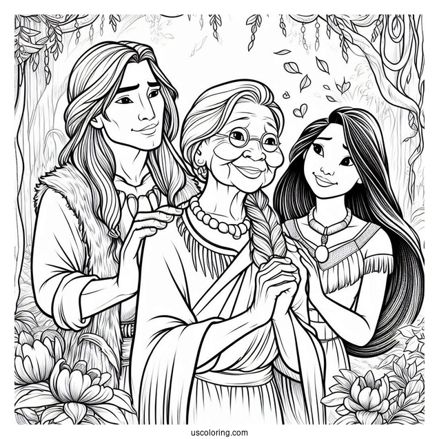 Pocahontas With Grandmother Willow, John Smith, And Meeko