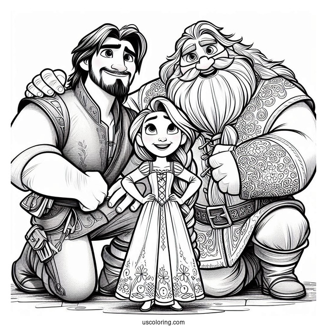 Coloring Page Of Maximus, Rapunzel And Eugene