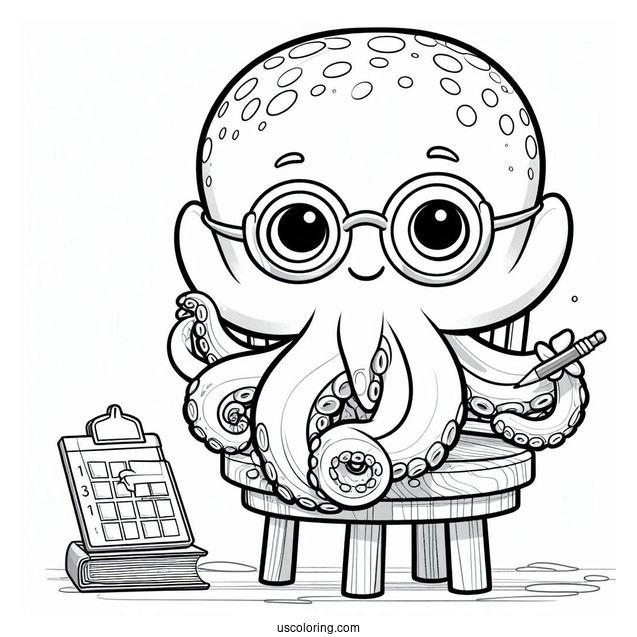 Octonauts Coloring Page Of Professor Inkling Octopus On Chair