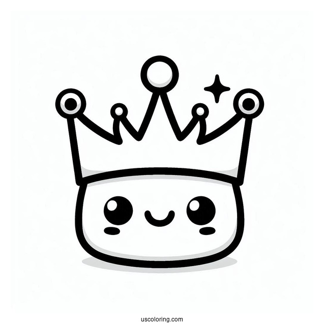 Cute Smiling Cartoon Crown Coloring Page For Preschoolers