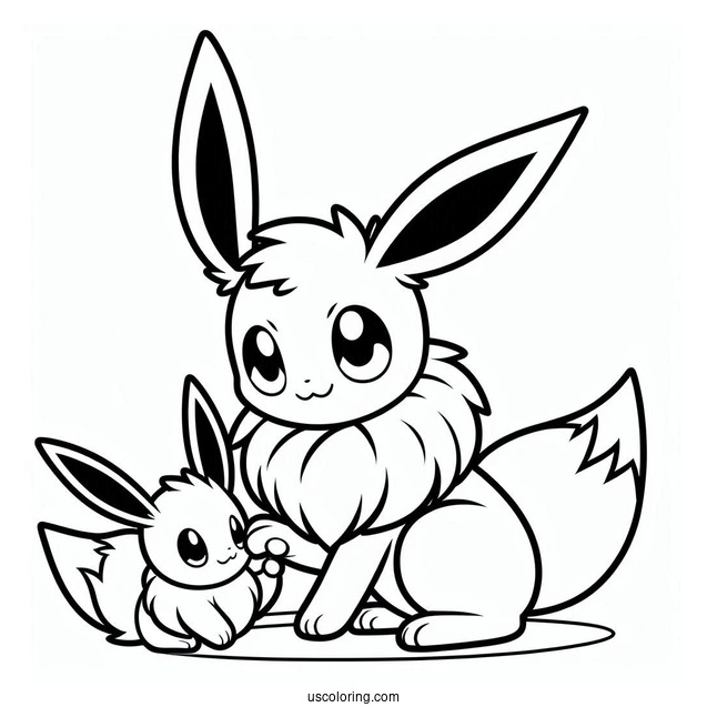 Sylveon Coloring Page Of Eevee Playing For Kids