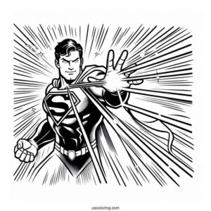 Superman With Laser Beams Coloring Page