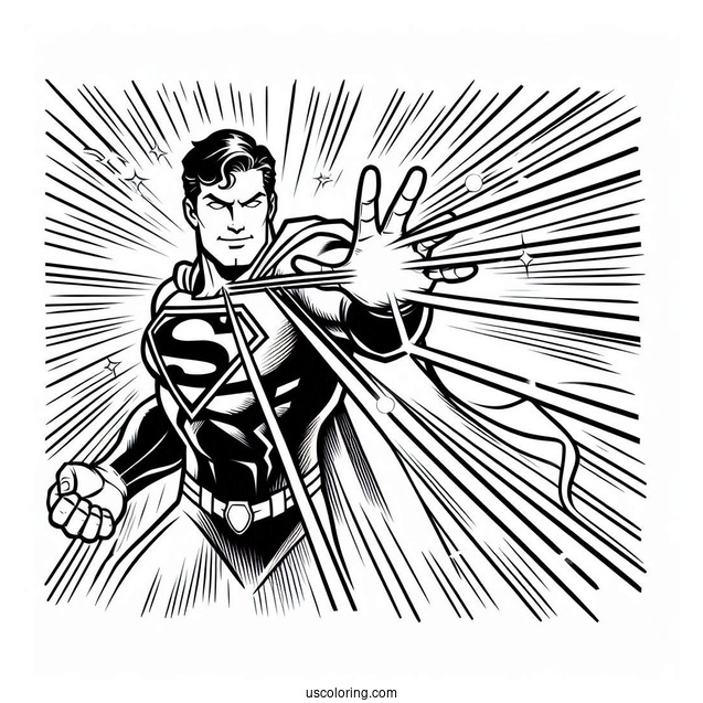 Superman With Laser Beams Coloring Page