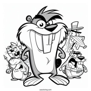 Nickelodeon Coloring Page Of Easy The Angry Beavers Outline