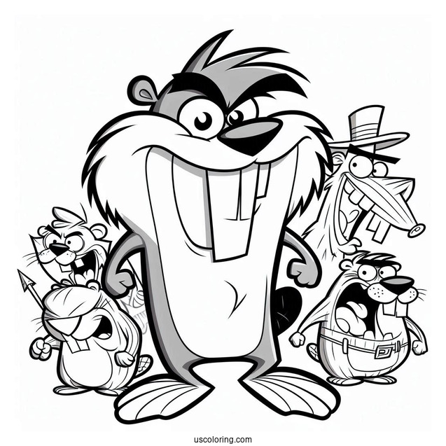Nickelodeon Coloring Page Of Easy The Angry Beavers Outline