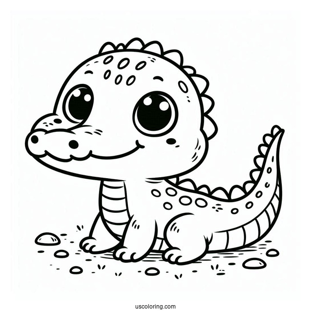 Baby Crocodile Coloring Page For Kids