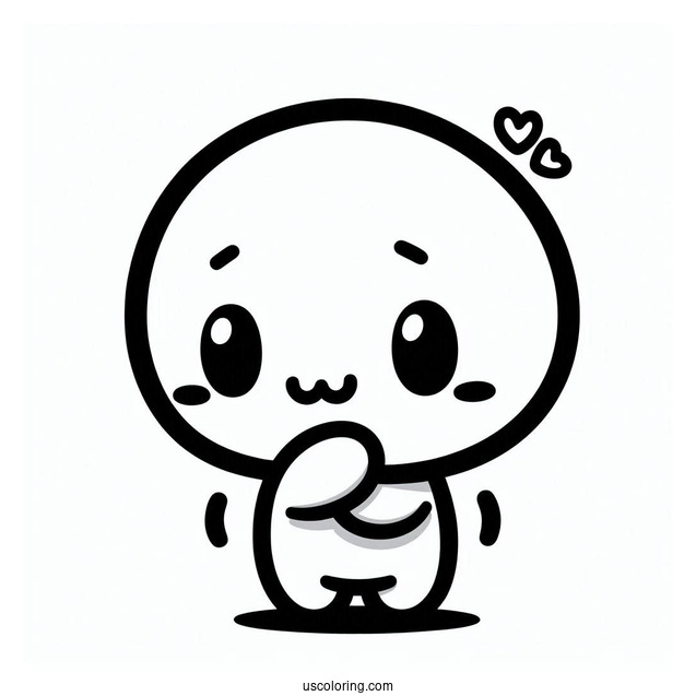 Cute Outline Of Shy Guy Coloring Page For Kids