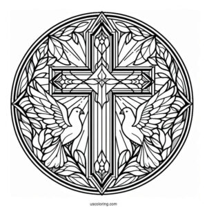 Simple Stained Glass Cross With Dove