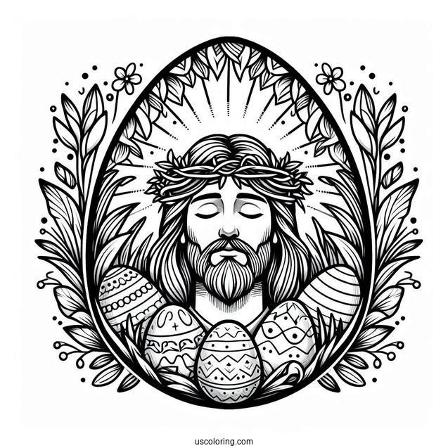 He Is Risen Jesus Easter Egg Coloring Page