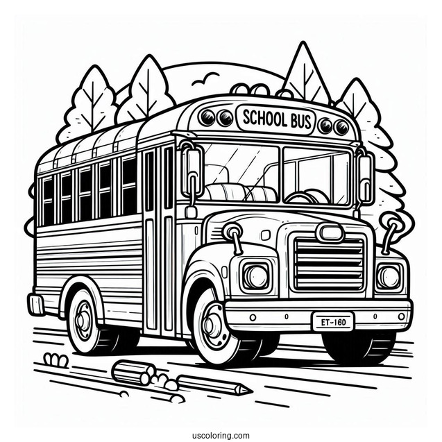 Modern School Bus Coloring Page