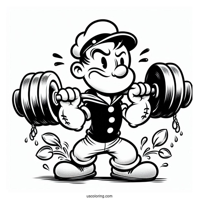 Popeye Coloring Page Lifting Weights