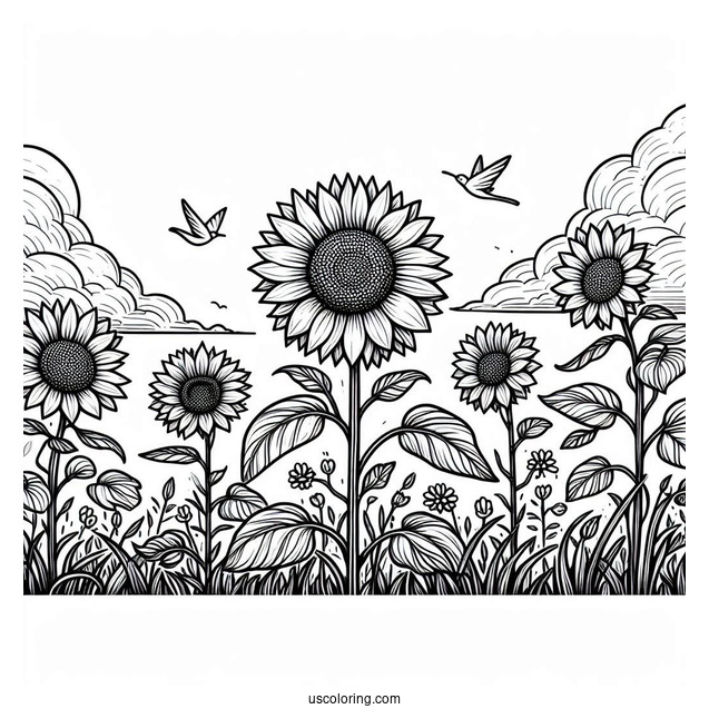 Sunflowers During A Cloudy Day