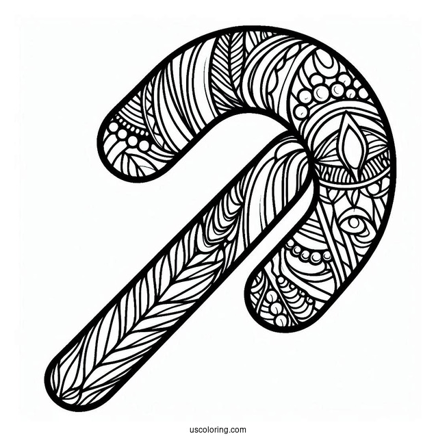 Intricate Candy Cane Coloring Page Stained Glass
