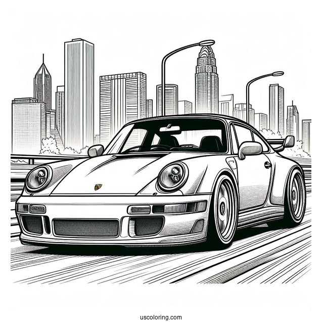 Porsche Coloring Page 930 Driving On Road