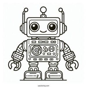 Simple Lego Robot Coloring Page For Kids
