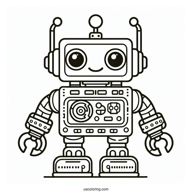 Simple Lego Robot Coloring Page For Kids