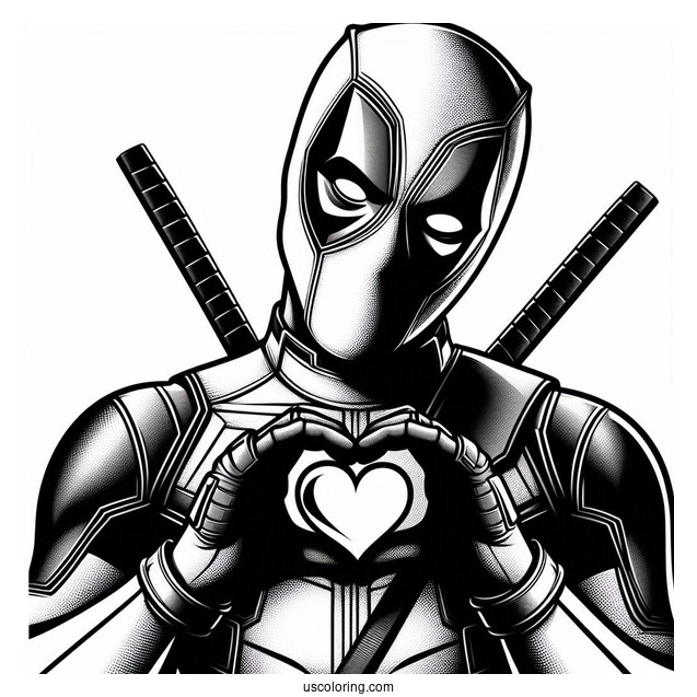 Deadpool Making Love Heart Shape To Color