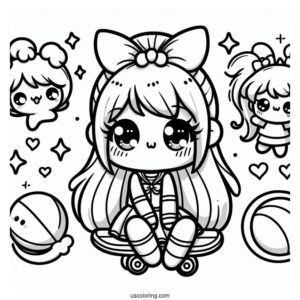 Cute Kawaii Coloring Page For Kids