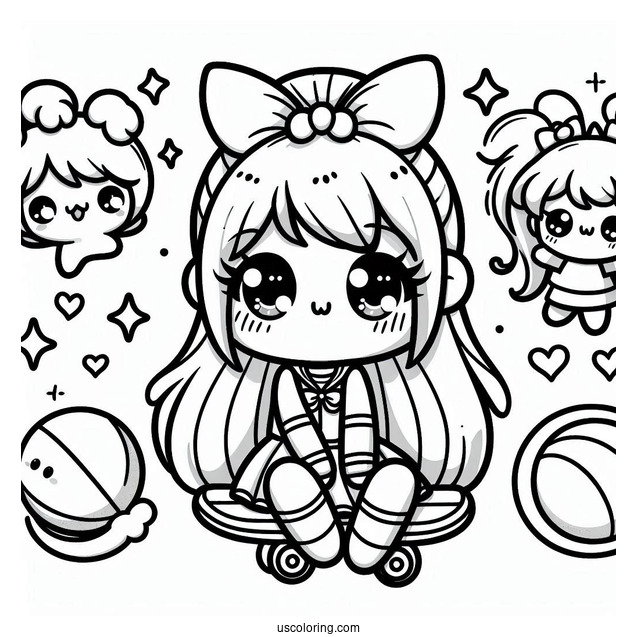Cute Kawaii Coloring Page For Kids