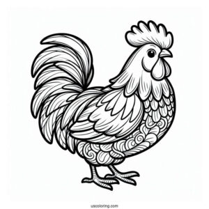 Farm Rooster Coloring Picture