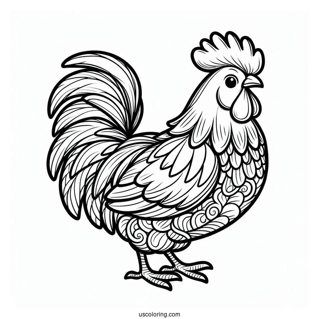 Farm Rooster Coloring Picture