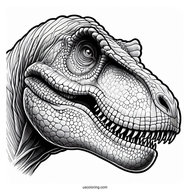 Close Up Of T-Rex Head Coloring Sheet