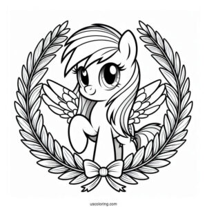 Beautiful Rainbow Dash Coloring Page With Cape And Laurel Wreath