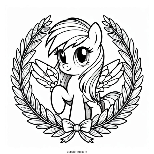 Beautiful Rainbow Dash Coloring Page With Cape And Laurel Wreath