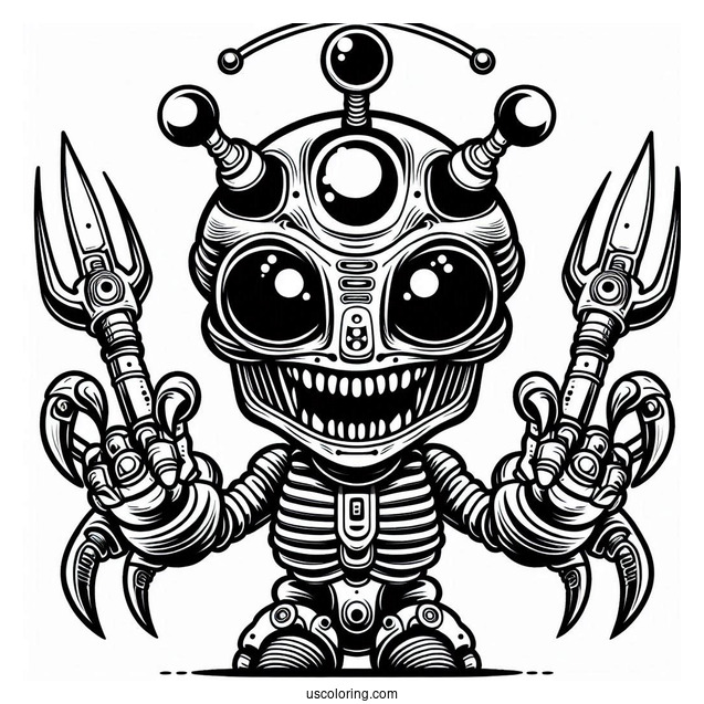 Evil Alien Robot Coloring Sheet